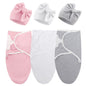 DRESHOW BQUBO 3 Pack Baby Swaddle Sleep Sacks Baby Swaddling Blanket Wrap Newborn Swaddle Sack with Big Bow Hat for Boys Girls 6-12 Lbs Newborns & 0-3 Months Girls Boys