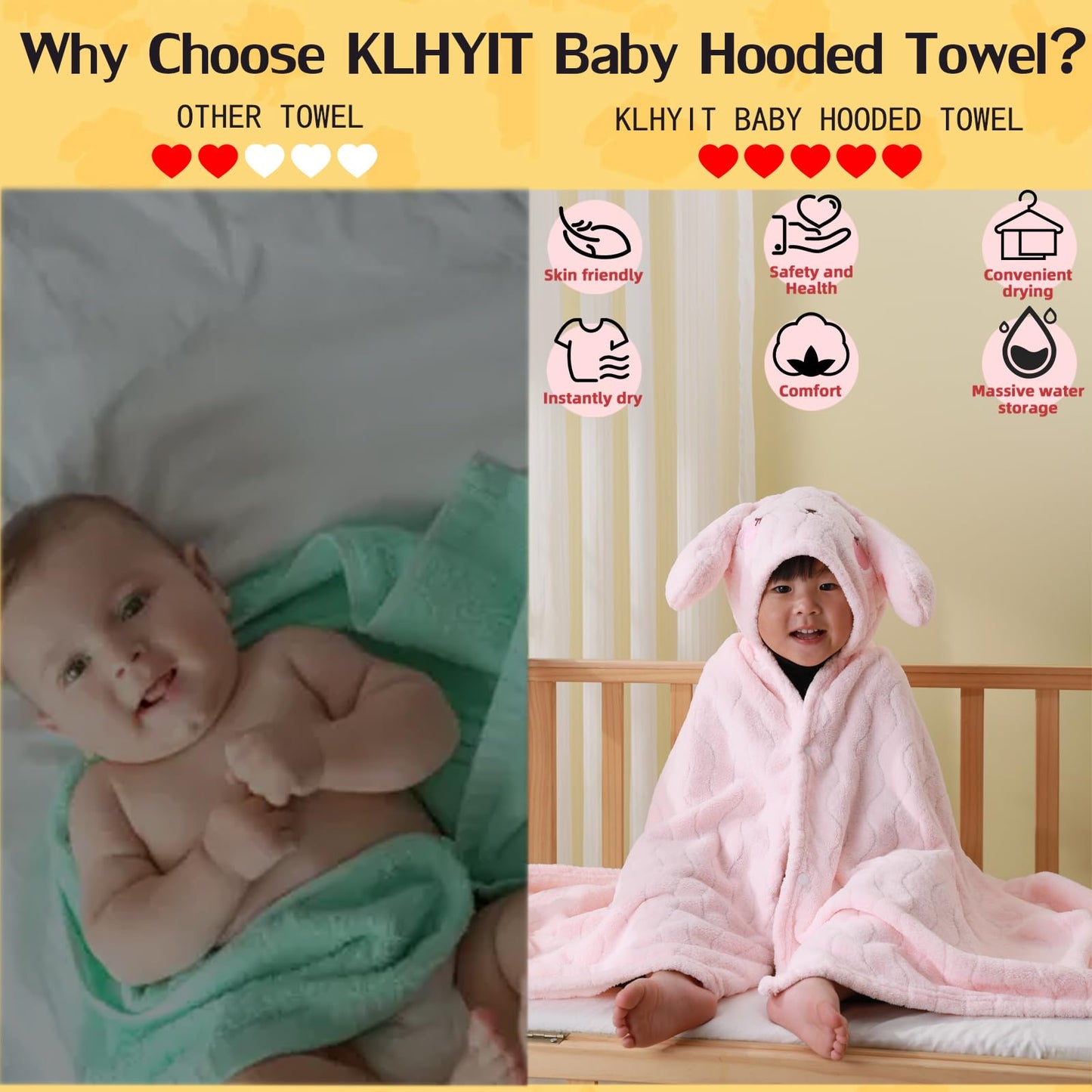 Unisex Toddler Bath Towel with Hood, 27.5"X55", Green, Anime Dinosaur Pattern, Coral Fleece, Machine Wash, 1 Count