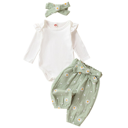 Mubineo Baby Girl Clothes Outfits Cute Flower Romper Daisy Pant Fall Winter Newborn Outfit Sets