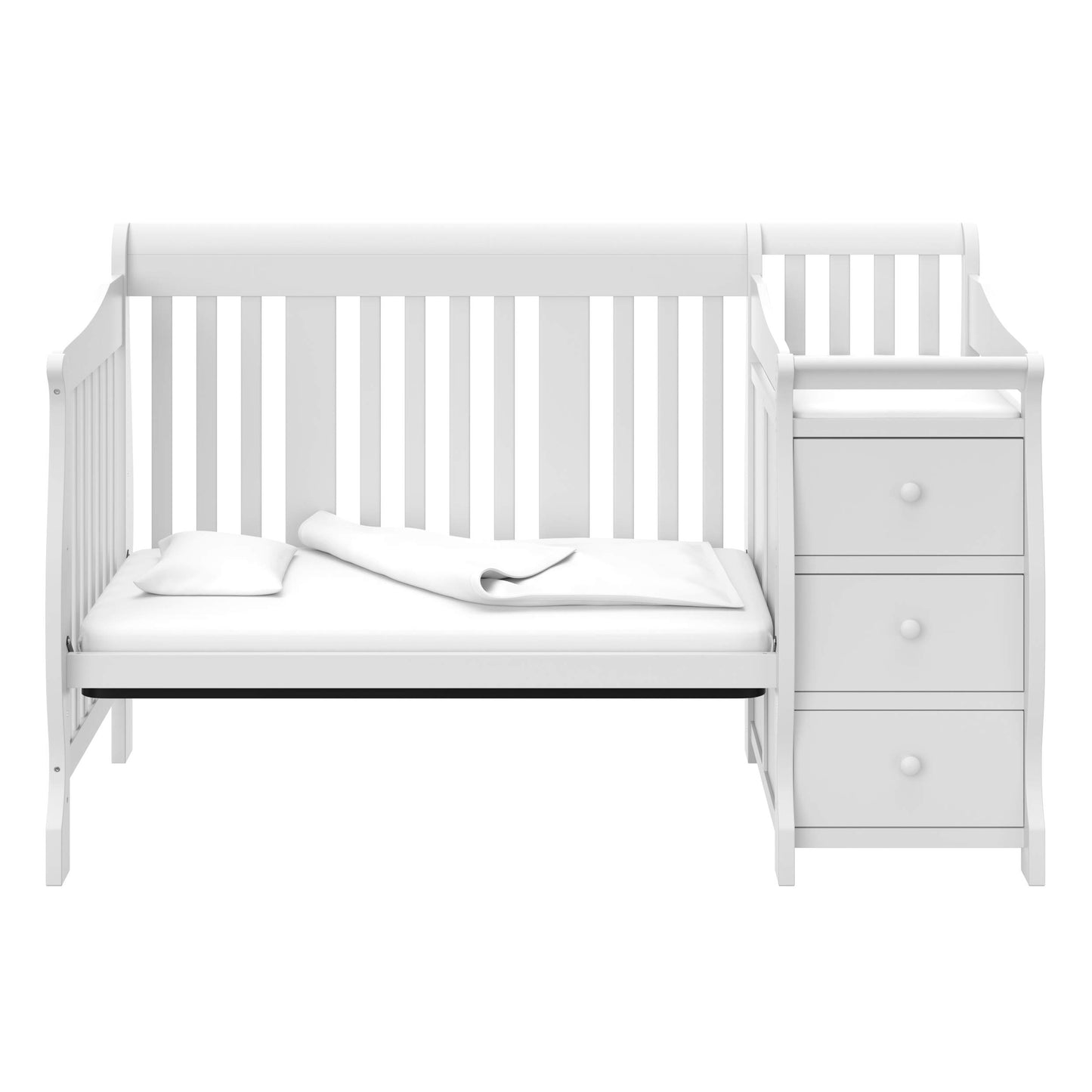 Storkcraft Portofino 5-in-1 Convertible Crib and Changer (Espresso) – Crib and Changing -Table Combo with 3 Drawers, Includes Baby Changing Pad, Converts to Full-Size Bed