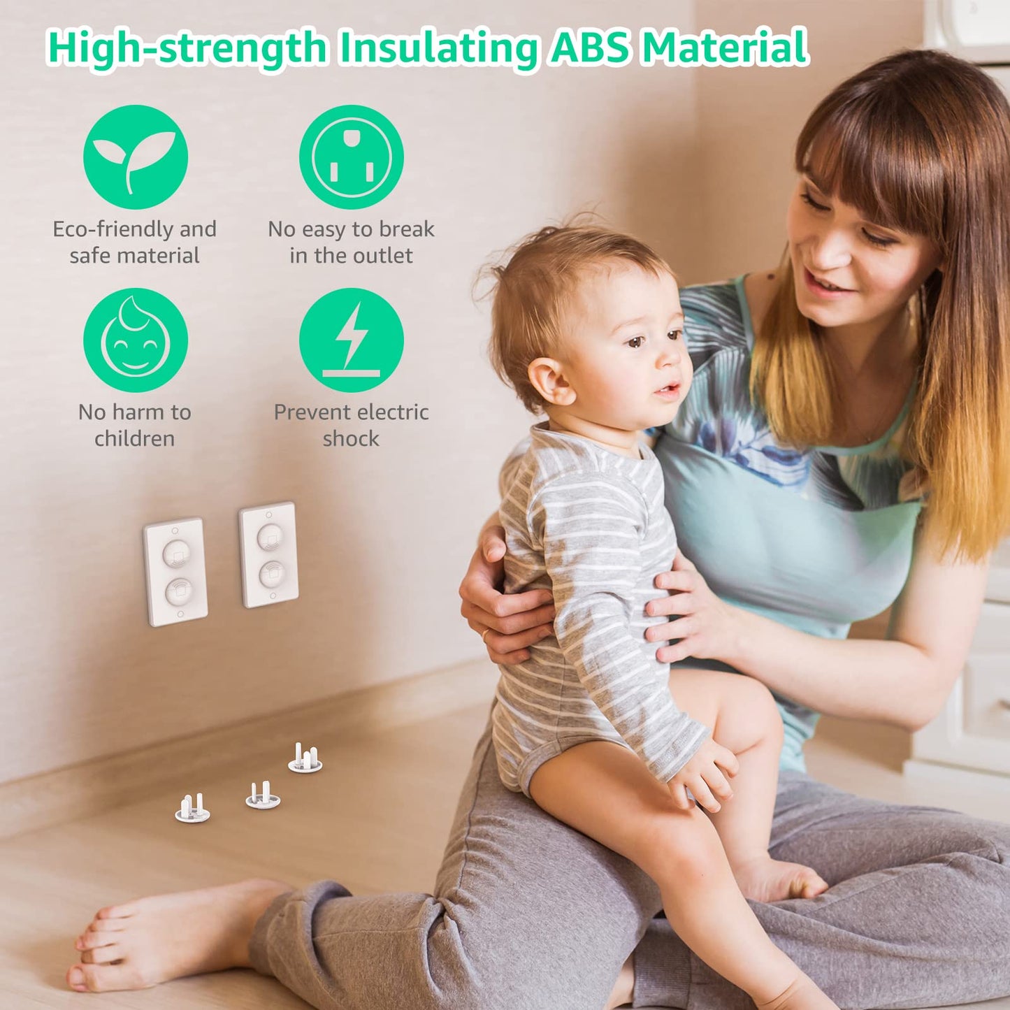 Mom's Choice Gold Awards Winner - Outlet Covers with Hidden Pull Handle Baby Proofing Plug Covers (45 Pack) 3-Prong Child Safety Socket Covers Electrical Outlet Protectors Kid Proof Outlet Cap
