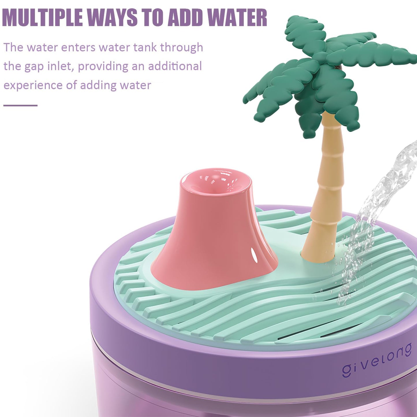 Mini Portable Desktop Humidifiers for Bedroom,Small Humidifier with Cherry Tree,Quiet,Cool Mist, Auto Off,7 Colors Night Light,320ml Air Humidifier Home Office Travel(PINK)