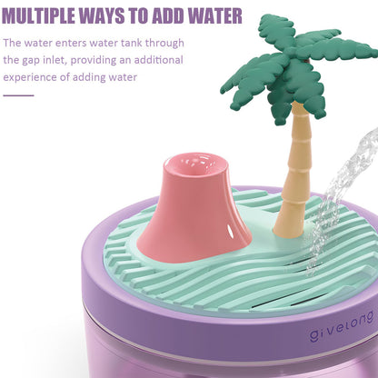 Mini Portable Desktop Humidifiers for Bedroom,Small Humidifier with Cherry Tree,Quiet,Cool Mist, Auto Off,7 Colors Night Light,320ml Air Humidifier Home Office Travel(PINK)