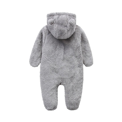Newborn Baby Jumpsuit Hooded Fleece Rompers Long Sleeve Onesies Outwear Outfits
