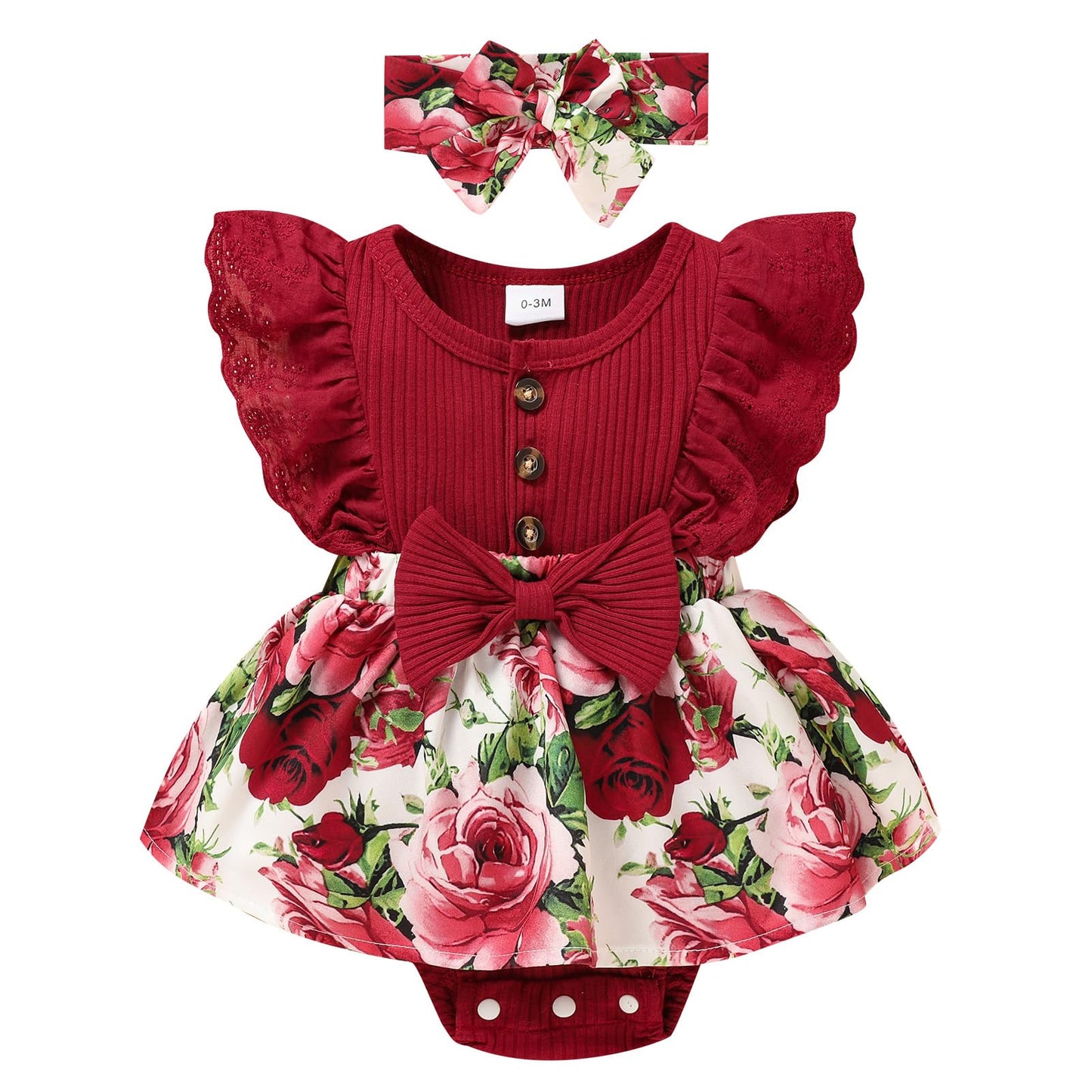 Sinhoon Baby Girl Clothes Newborn Ruffled Sleeveless Romper Floral Dreesy Bodysuit Heaedband 3pcs Baby Girl Summer Clothes