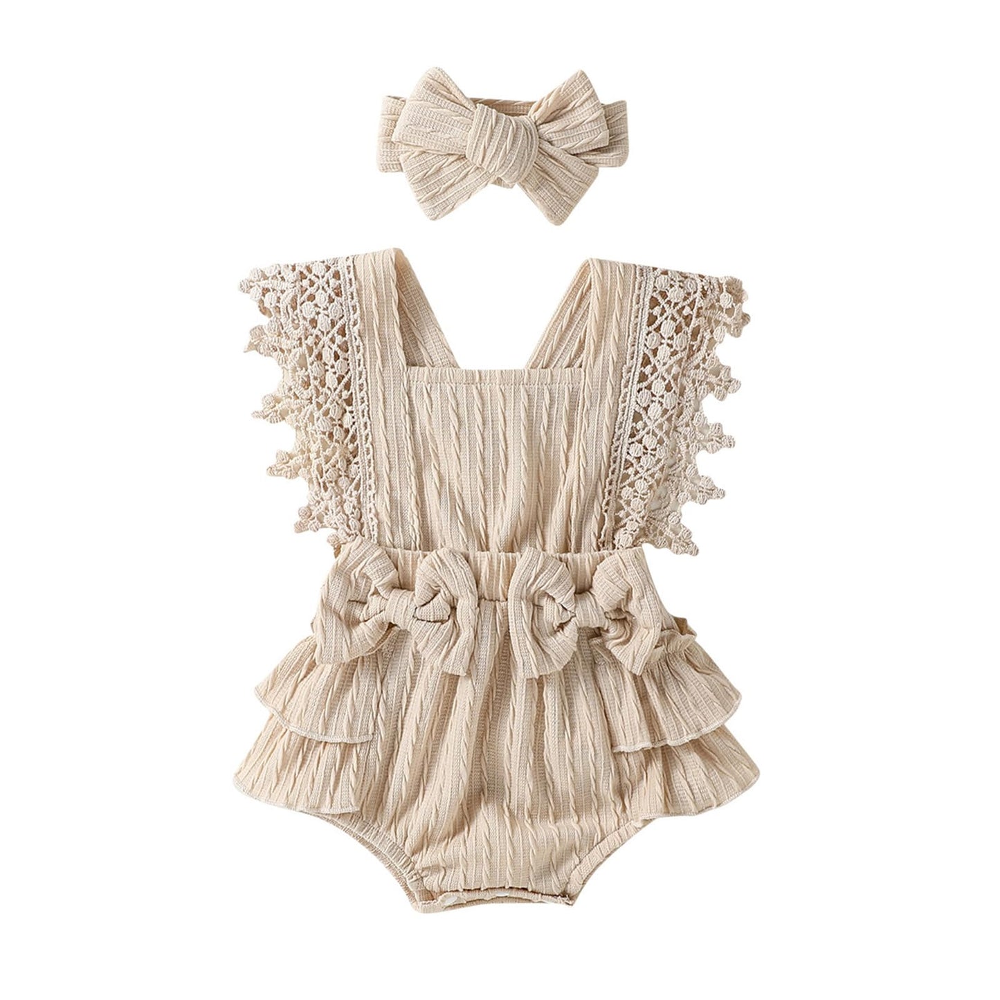 Douhoow Infant Baby Girl Plaid Romper Baby Short Sleeve Pleated Romper Bodysuit Summer Spring Outfits