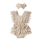 Douhoow Infant Baby Girl Plaid Romper Baby Short Sleeve Pleated Romper Bodysuit Summer Spring Outfits