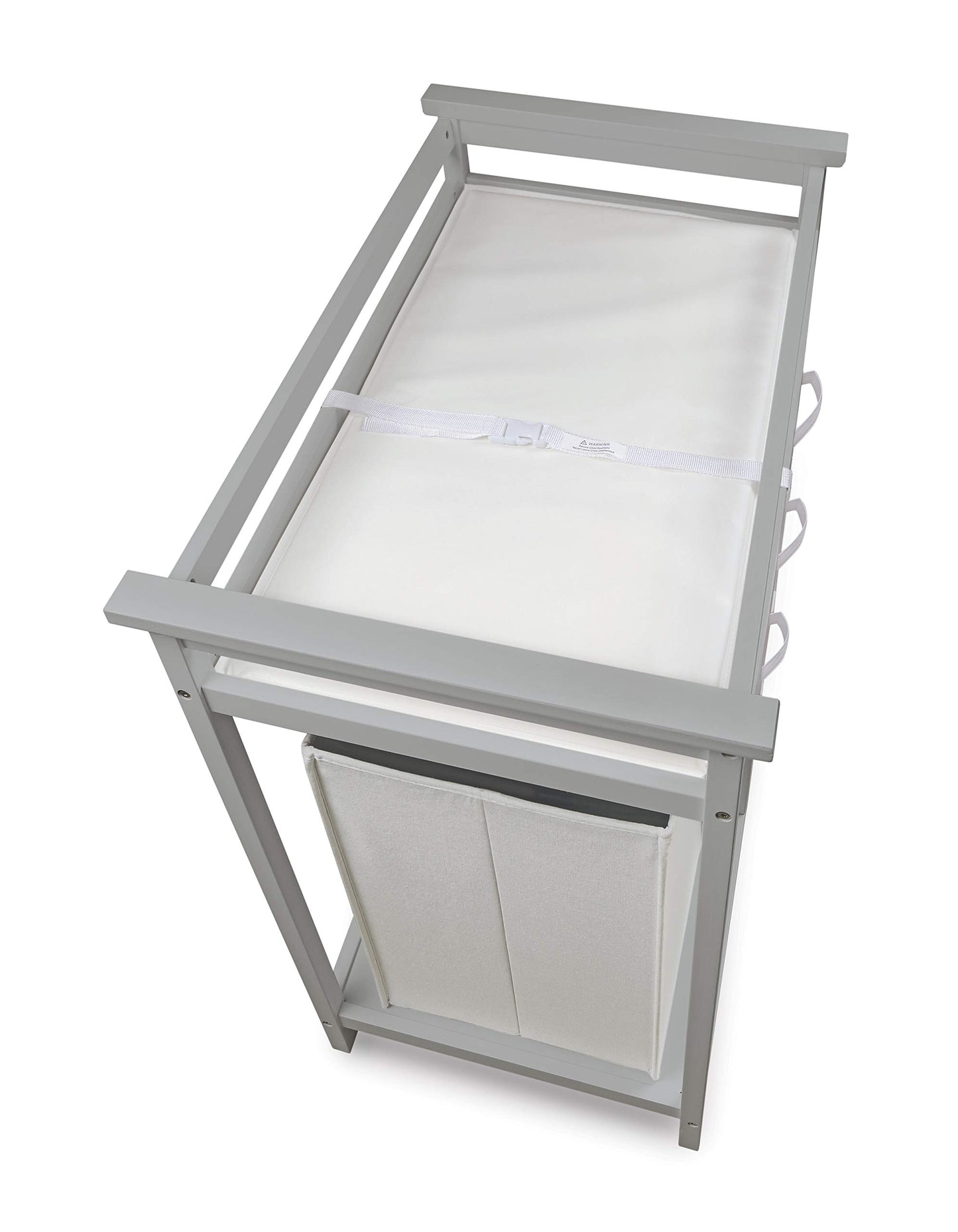 Badger Basket Modern Baby Changing Table - Portable Diaper Station with 3 Drawers Pad & Hamper - Storage Organizer for Baby Clothes, Diapers & Toys - Fresh White/White (34.25 x 20.75 x 34.5)