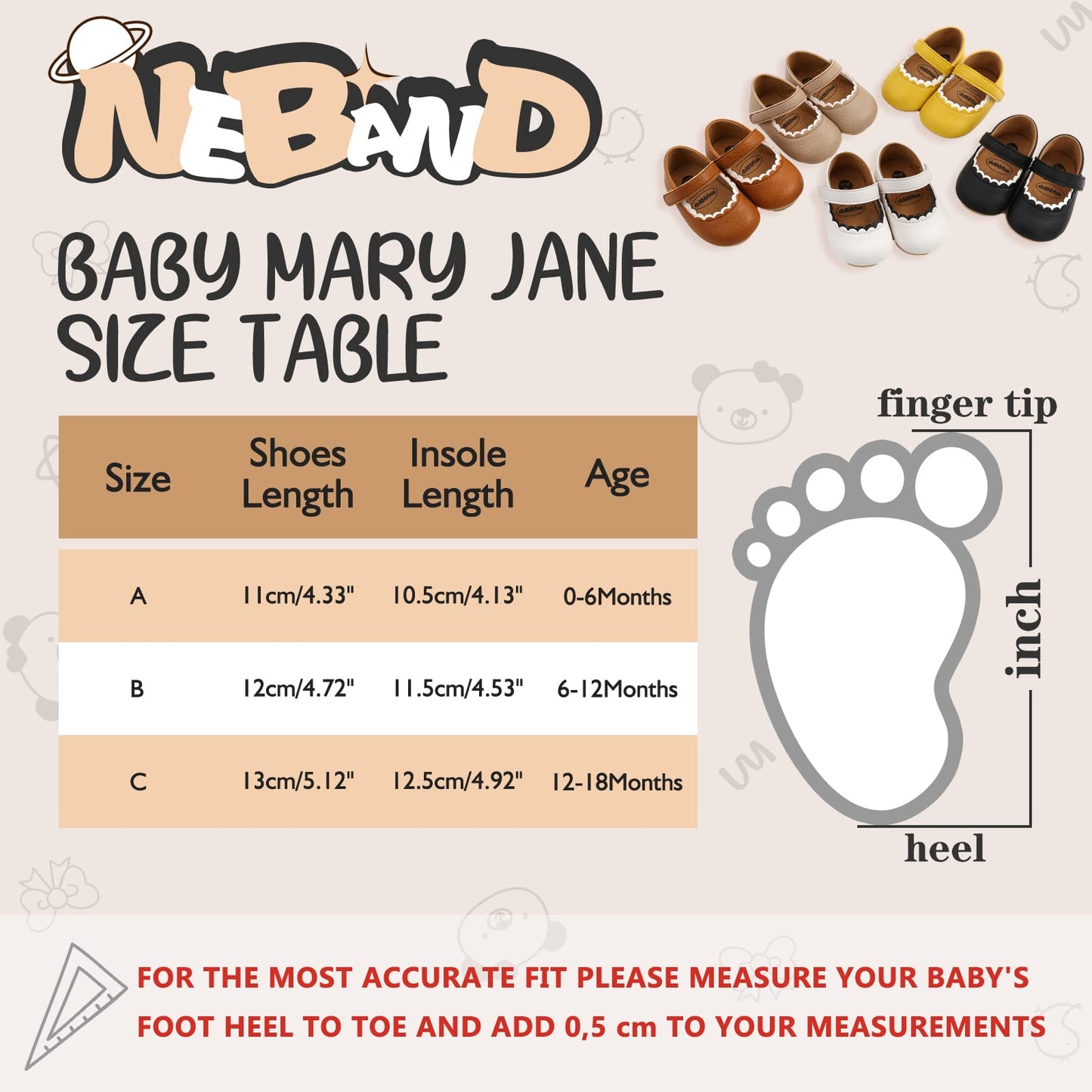 Baby Girl Mary Jane Flats Dress Shoes - Infant Newborn Shoes Anti-Slip Soft PU Leather Party School Wedding Princess Baby Girl Shoes 0-18M
