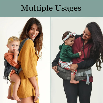 Baby Carrier, Ergonomic 6-in-1 Baby Carrier with Hip Seat for Newborn Infant Toddler, Adjustable Detachable Baby Holder Carrier for Dad Mom