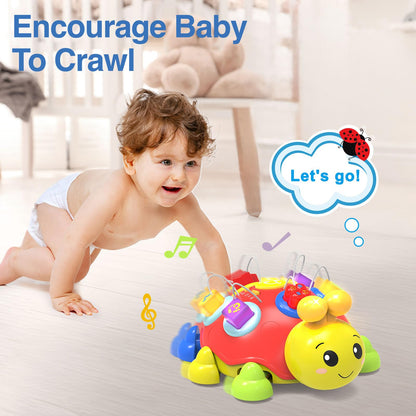 Baby Musical Ladybug Crawling Toys,Baby Toy 6-12 Months with Light-up Music, Early Educational Learning Montessori Toy, Infant Gift Toys for 7 8 9 10 11 Months 1-2 Years Old Newborn Girls (Pink)