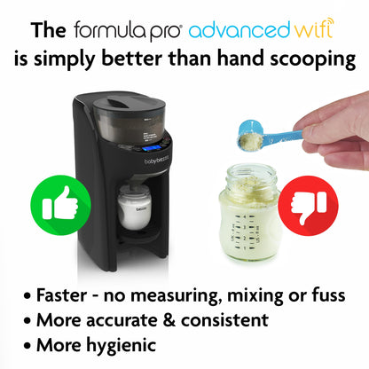 Baby Brezza Formula Pro Advanced WiFi Formula Dispenser - Automatically Mix a Warm Formula Bottle From Your Phone Instantly – Easily Make Bottle With Automatic Powder Blending Machine, Black