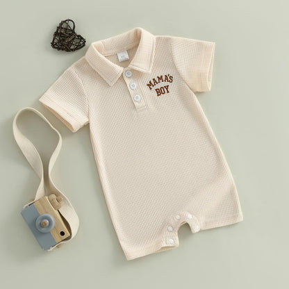 Baby Boy Rompers Half Button-up Jumpsuit Short Sleeve Bodysuit Summer Clothes
