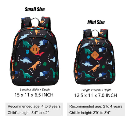 Toddler Backpack for Boys, 12 Inch Kids Dinosaur Backpack for Preschool or Kindergarten, Black