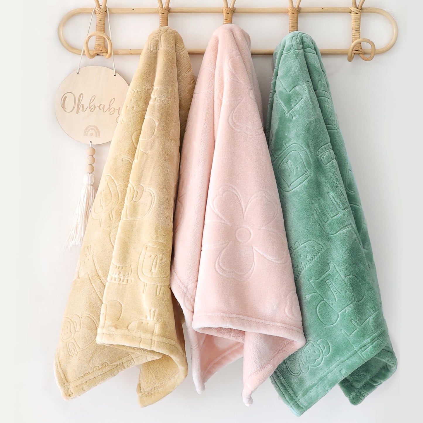 BORITAR Woodland Animal Baby Blanket for Boys Girls Ultra Soft Fleece Warm and Lightweight Blankets for Infant Toddler Newborn, 30x40 Inch, Sage Green