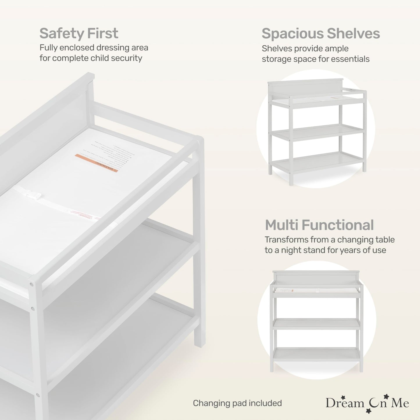 Dream On Me Jax Universal Changing Table, Blush Pink , 34x20x40 Inch (Pack of 1)