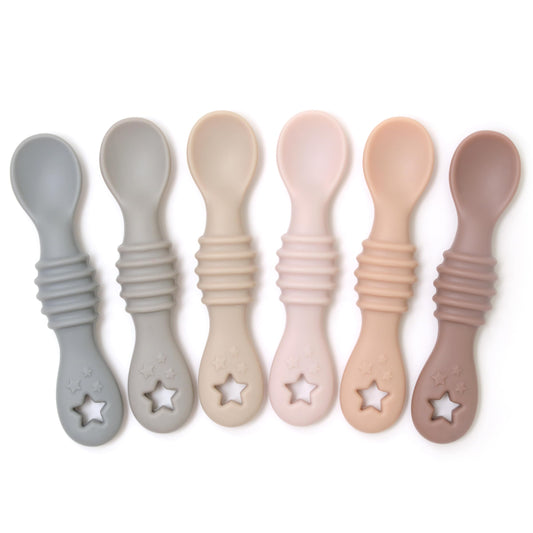 PrimaStella Little Dippers - First Stage Silicone Baby Spoon 6 Pack