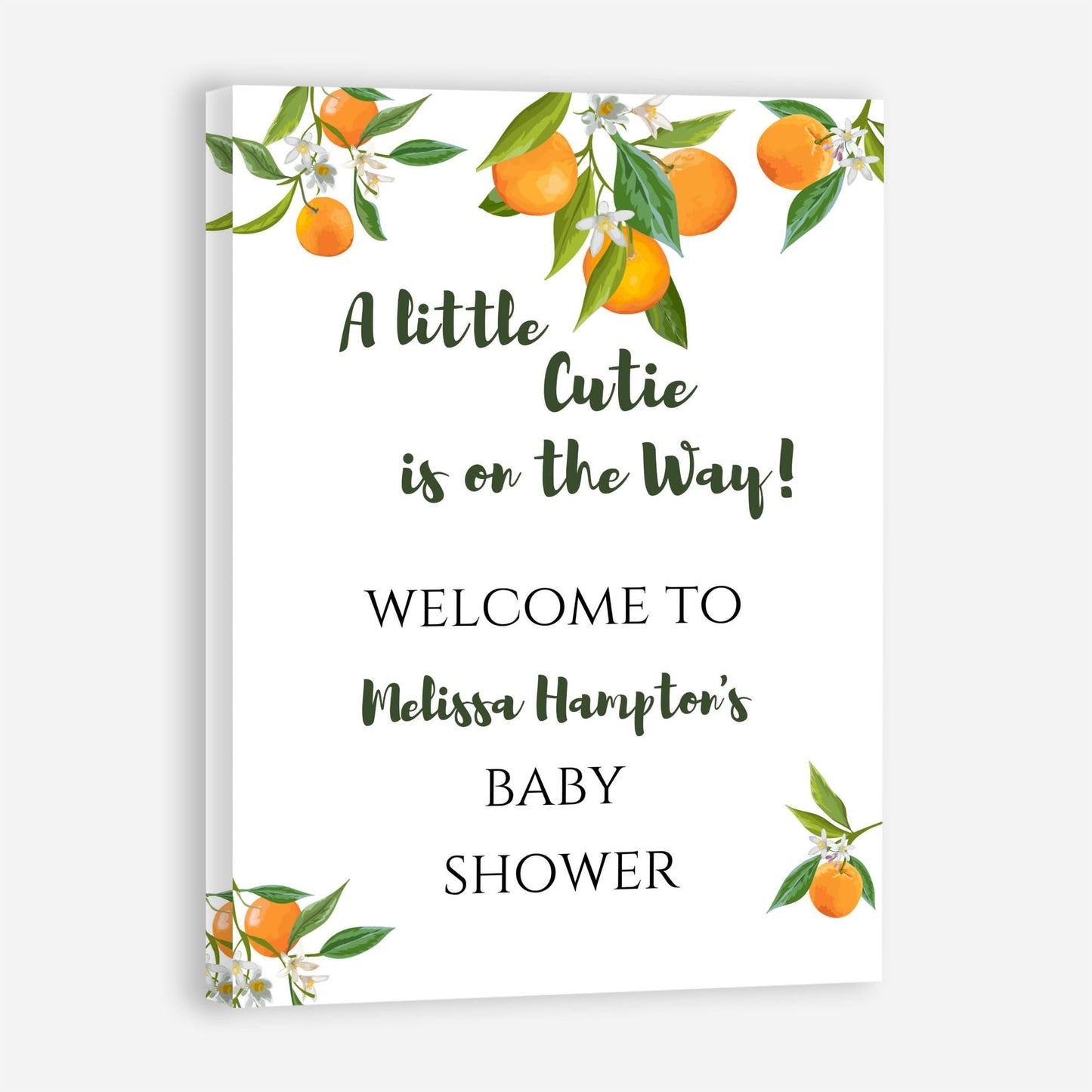 Personalized A Little Snowflake Is On The Way Welcome Sign, Pink, Girl, Winter Baby Shower Canvas