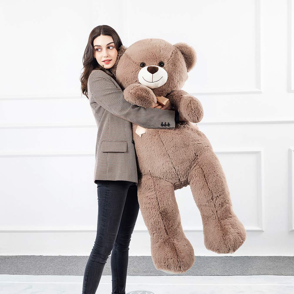 Tezituor 59" Gaint Teddy Bear Stuffed Animal,5ft Life Size Big Teddy Bears,Light Brown Cute Soft Plush Toy,Gifts for Kids Girls Boys Girlfriend Valentine,Christmas,Birthday,Baby Shower,Wedding Party
