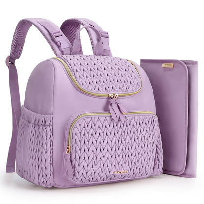 mommore Diaper Bag Small Diaper Backpack Stylish Baby Travel Backpacks with Insulated Pockets, Changing Pad, Stroller Straps