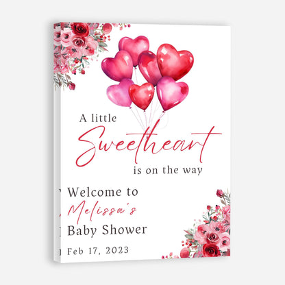 Personalized A Little Snowflake Is On The Way Welcome Sign, Pink, Girl, Winter Baby Shower Canvas