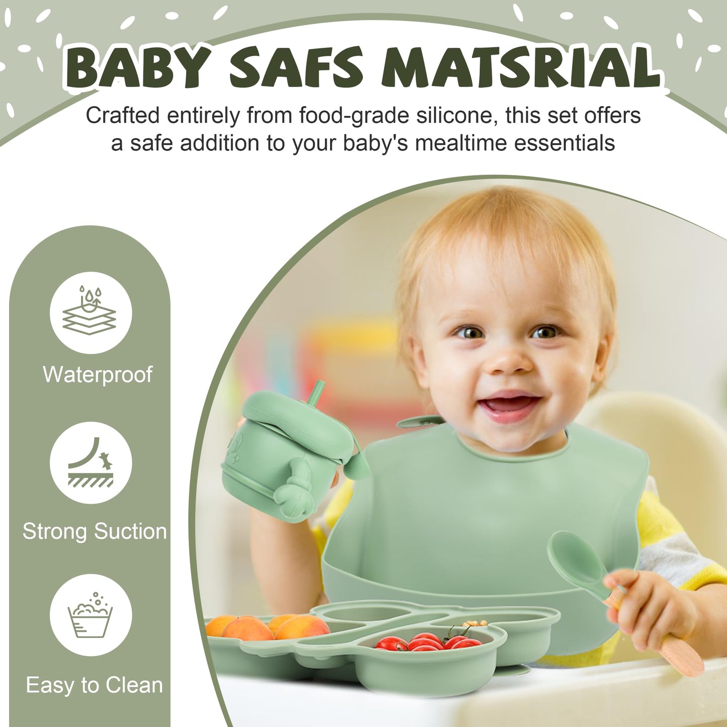 Silicone Baby Feeding Set, Baby Led Weaning Supplies, Silicone Suction Butterfly Plate, Bowl, Spoons, Fork and Waterproof Bib & Cloth Bib, Eating Utensils Baby Feeding Essentials (Purple)