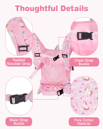 Lictin Baby Doll Carrier, Front and Back Doll Accessories Carrier for Little Girls, with Adjustable Straps for Stuffed Animal Reborn Baby Doll