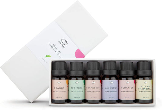 LittleHippo Set of 6 Premium 100% Pure Essential Oils 10ml Specially Formulated for Kids/Children for Use with WISPI (Lavender, Tea Tree, Geranium, Roman Chamomile, Grapefruit, Orange)