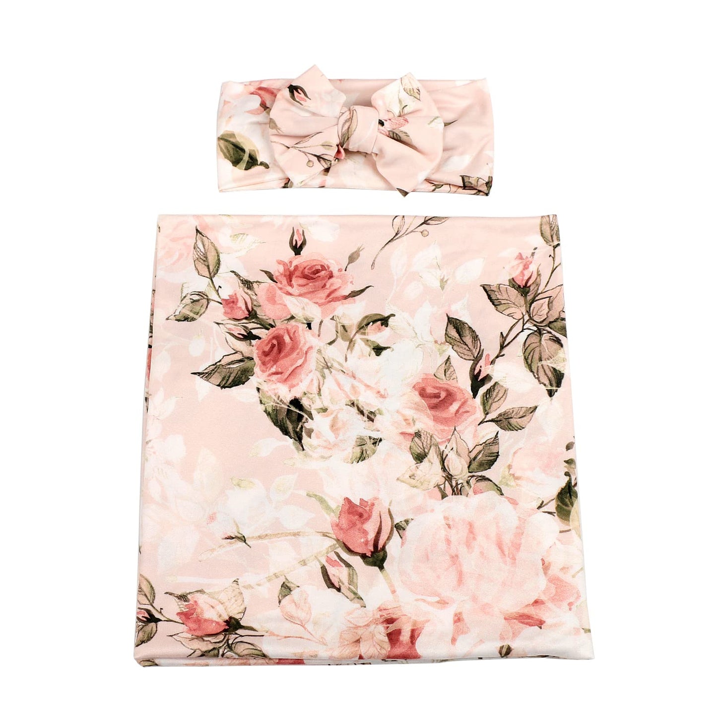 Galabloomer Newborn Receiving Blanket Headband Set Baby Flower Swaddle (vintage flower)