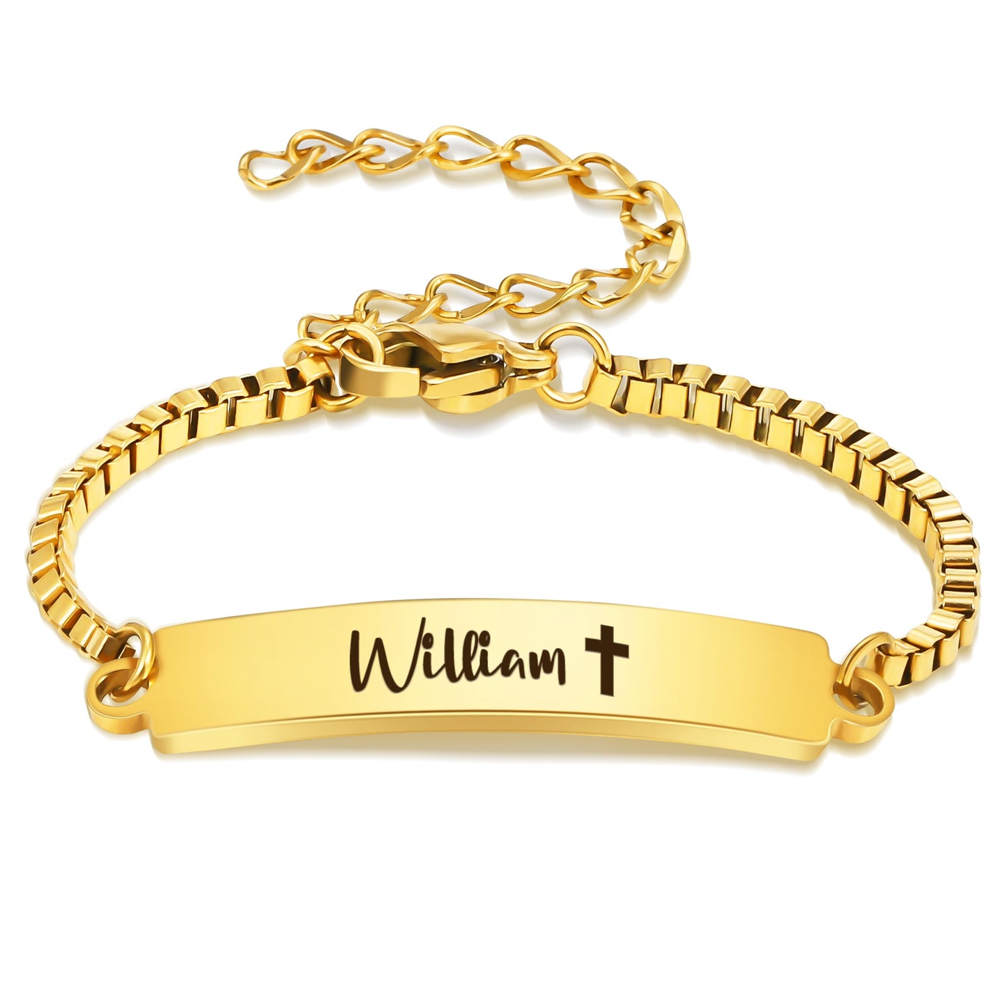 Personalized Baby Name Bracelet, 18K Gold Plated Customized Bracelets Id Protection Bracelet New Born Birthday Gift for Toddler Girls Boys