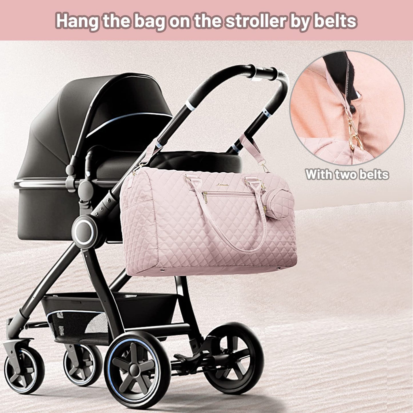 LOVEVOOK Diaper Bag Tote with Pacifier Case and Changing Pad, Large Capacity Mommy Bag for Hospital and Weekender Travel, Functional Baby Bag Newborn Baby Essential, Black