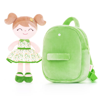 Gloveleya Toddler Backpack Baby Ballerina Girl Gifts Plush Curly Hair Ballet Backpack - Black Blonde 9 inches