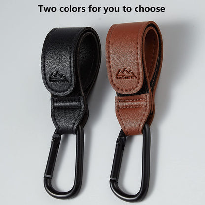 Baby Stroller Hooks Bag Hooks for Hanging Diaper Bags Multipurpose Hooks for Grocery Shopping Bags Premium Vegan Leather Pram Straps 2 Pcs (Green)