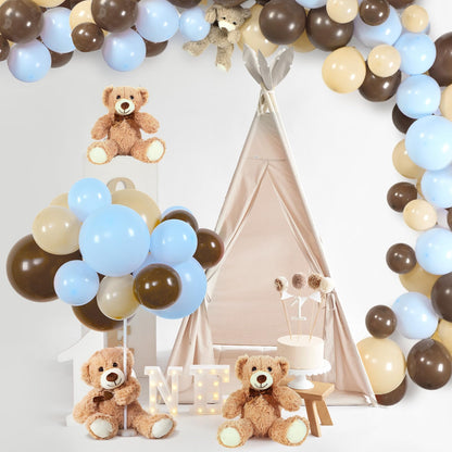Meooeck 185 Pcs Bear Baby Shower Party Decorations Table Centerpieces 5 Pcs 13. 5'' Gender Reveal Bears 180 Balloons Kit Baby Shower Table Decor for Birthday Wedding(Green, Brown, Nude, White)