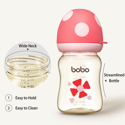 YOHKOH PPSU Baby Bottle Wide Neck, Newborn Anti-Colic Baby Bottle with Natural Response Nipple, Streamlined Body, Easy to Clean (8.8oz (Pack of 2), Yellow)