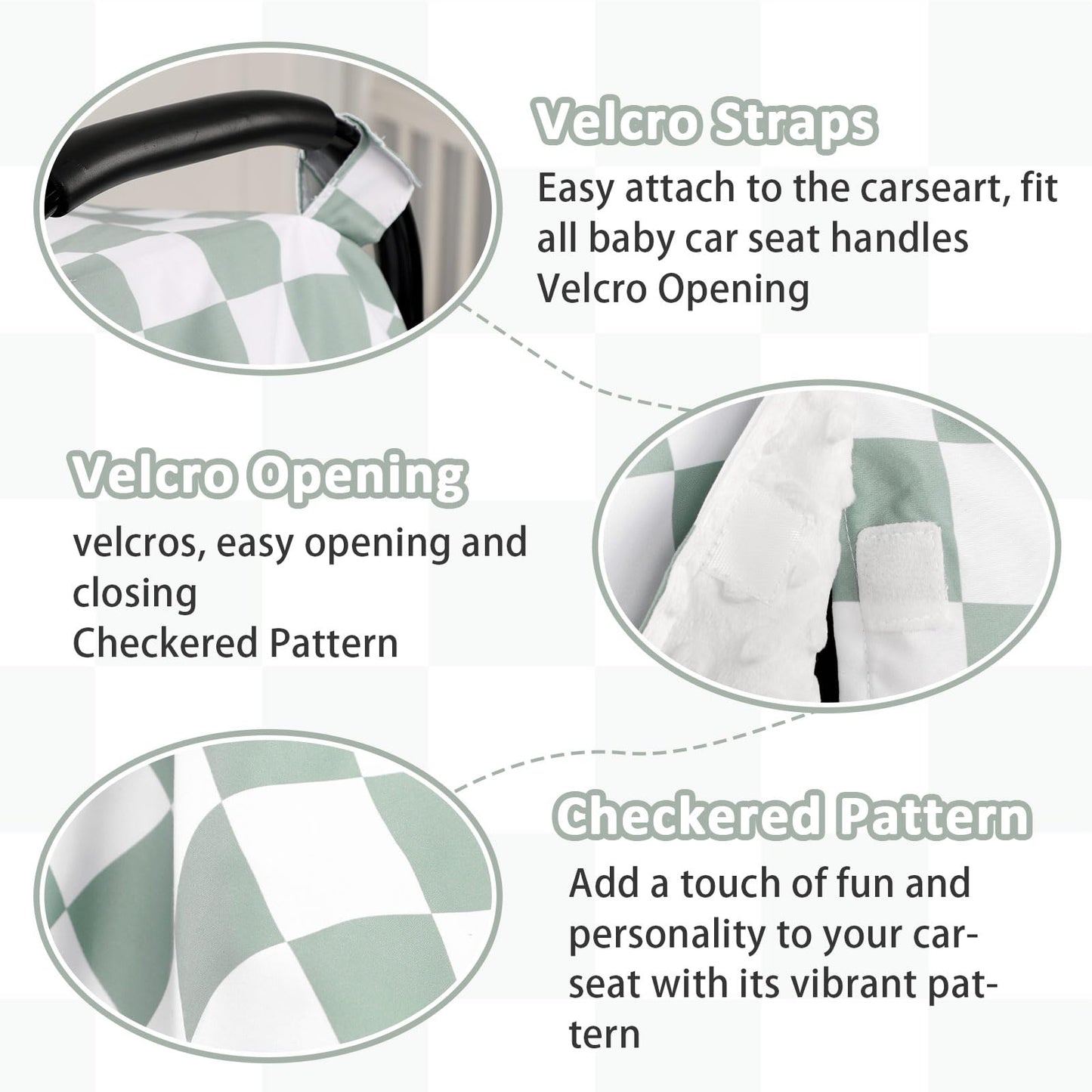 DILIMI Baby Car Seat Cover, Minky Warm Car Seat Covers for Babies, Peekaboo Opening Infant Car Seat Cover, Nursing Cover Carseat Canopy, Black Checkered
