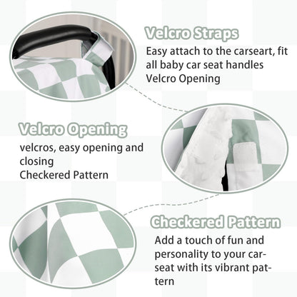 DILIMI Baby Car Seat Cover, Minky Warm Car Seat Covers for Babies, Peekaboo Opening Infant Car Seat Cover, Nursing Cover Carseat Canopy, Black Checkered
