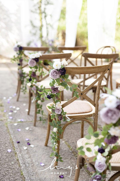 Ling's Moment 10pcs Wedding Chair Decorations Aisle Floral Swag Artificial Pew Flowers Hanging Garland Pink Blush & Cream For Ceremony Reception Church Rose Floral Faux Arrangement Party Outdoor Decor