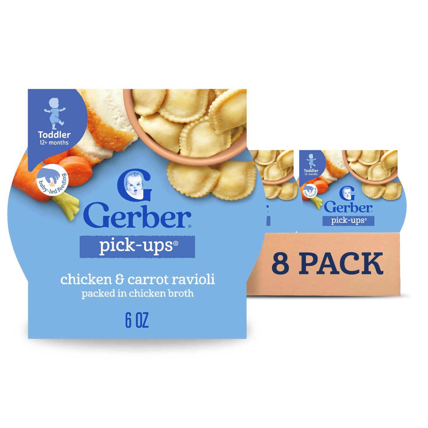 Gerber Pick-Ups Chicken and Parmesan Cheese Ravioli in Tomato Sauce Toddler Meals, 4.5 Oz Tray (Pack of 8)