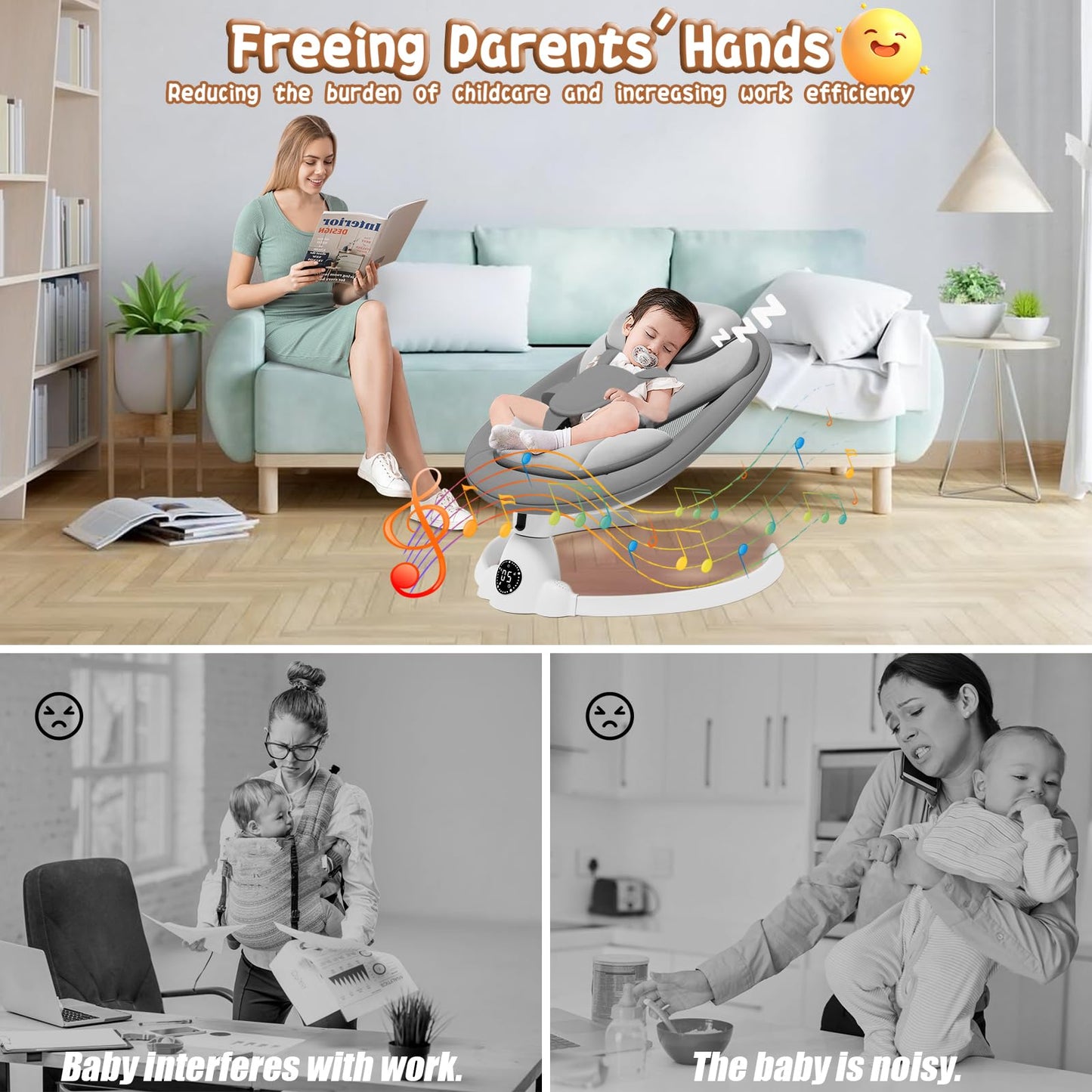 Electric Baby Swings for Infants to Toddler Baby Swing with Remote Control & Bluetooth Music 10-Preset Melodies (Pink)