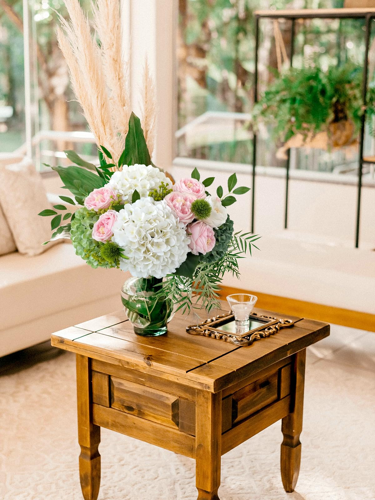 4 Pcs Pink Hydrangeas Artificial Flowers, 20 inches Large Lifelike Fake Silk Flowers, Faux Hydrangeas Flowers for Wedding Home Party Decor Baby Shower Table Centerpiece