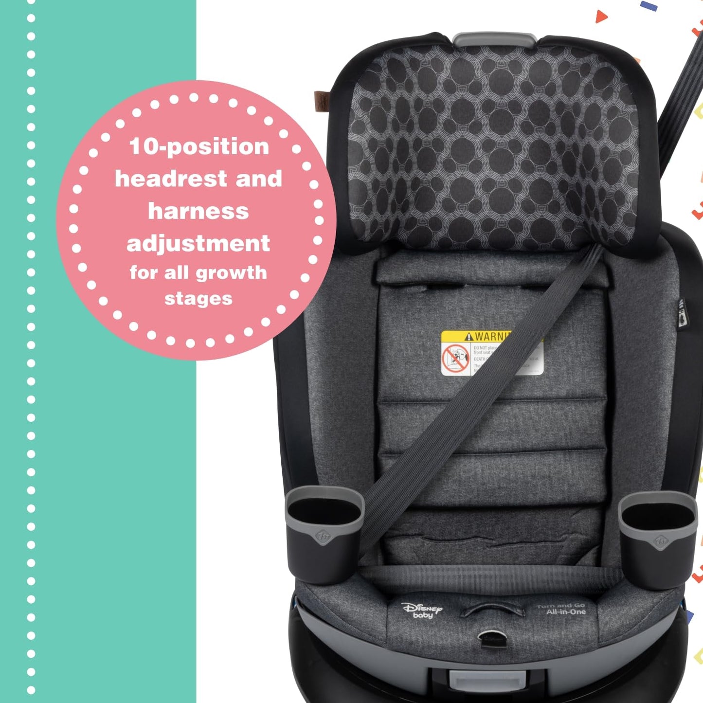 Disney Baby Turn and Go 360 Rotating All-in-One Convertible Car Seat, Vintage Mickey Mouse
