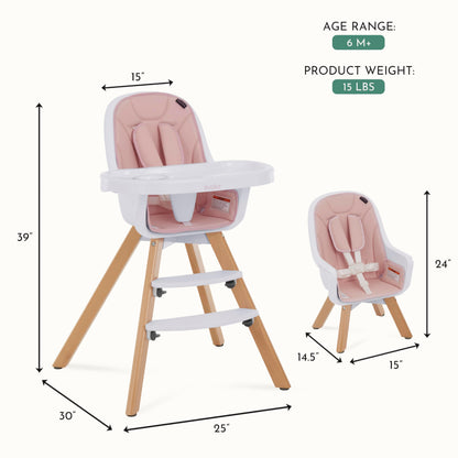 Evolur Zoodle 2 in 1 Convertible Baby High Chair in Light Gray