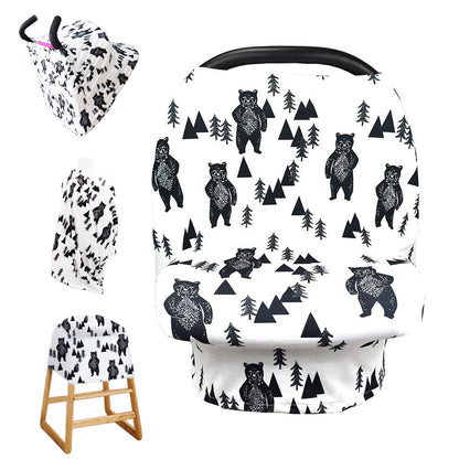 Nursing Cover Breastfeeding, Multi-use Baby CarSeat Cover Girls, Infant Stroller Car Seat Cover, Stretchy Carseat Canopy, Soft Breathable, Peony
