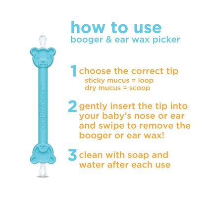 oogiebear: Baby Nose Cleaner & Ear Wax Removal Tool - Safe Booger & Earwax Removal for Newborns, Infants, Toddlers - Dual-Ended - Essential Baby Stuff, Diaper Bag Must-Have, with CASE