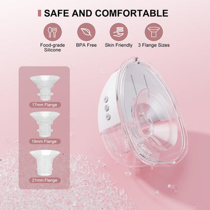 Double Electric Breast Pump Strong Suction, Portable Breast Pump Electric Breastfeeding Pump, Rechargeable Milk Pump with 4 Modes & 9 Levels, Low Noise, Anti-Backflow & LED Display, 24mm Flange, Pink