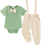 SANMIO Baby Boy Clothes 0-18 Months Newborn Outfits Short Sleeve Romper Top and Suspender Pants Baby Boy Summer Clothing 2Pcs