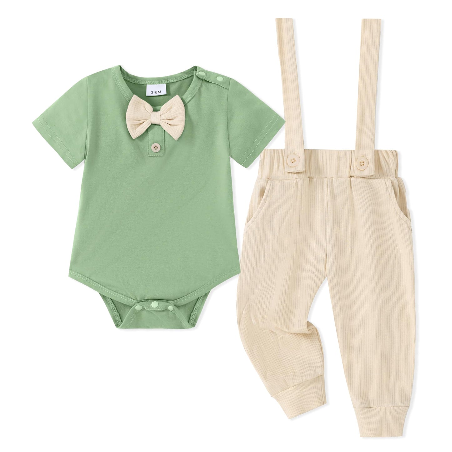 SANMIO Baby Boy Clothes 0-18 Months Newborn Outfits Short Sleeve Romper Top and Suspender Pants Baby Boy Summer Clothing 2Pcs