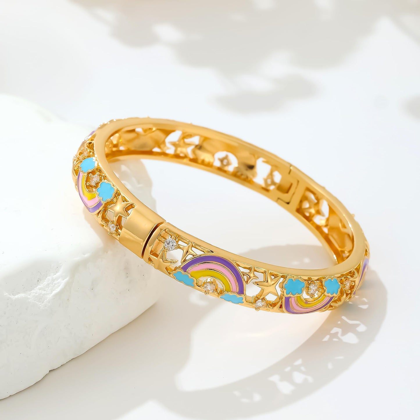 Ethlyn Gold Plated Colorful Openable Kids Baby Girls Bangles Bracelets Birthday Christmas Gifts Birthday Presents for children