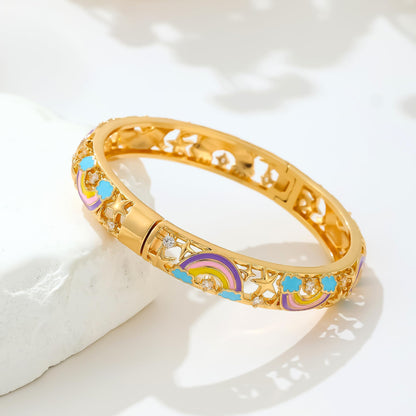 Ethlyn Gold Plated Colorful Openable Kids Baby Girls Bangles Bracelets Birthday Christmas Gifts Birthday Presents for children